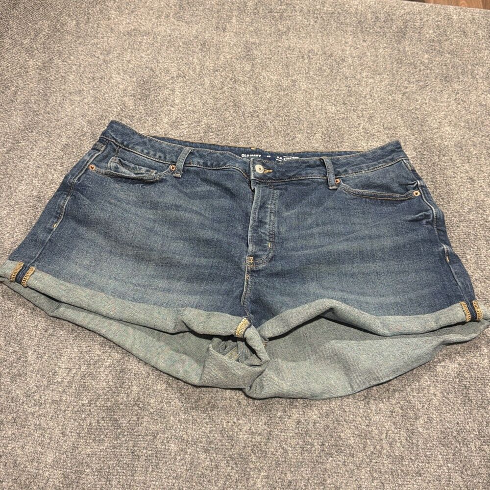 Old Navy Womens Jean Shorts Sz 20 OG Straight High Rise Cuffed Denim
